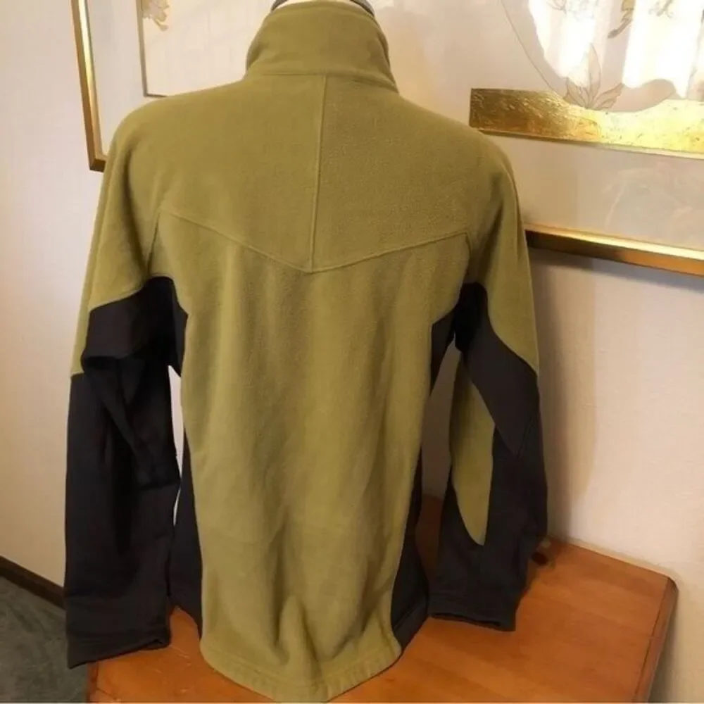 REI Women's Large Green‎ Fleece Full Zip Jacket Black Side Panels Hiking Camping